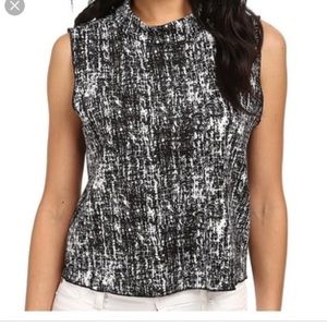 VINCE CAMUTO Black & White Cropped Scuba Tank Top